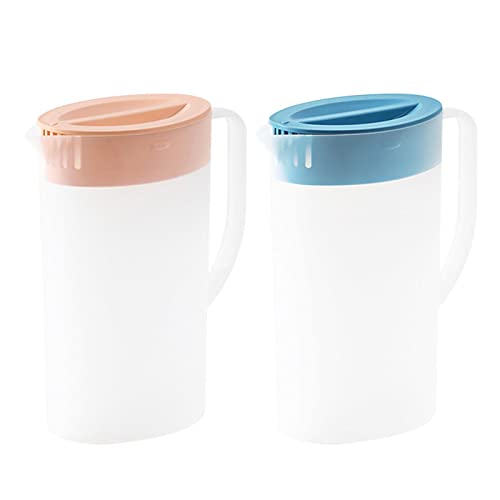 Pomurom Kunststoffkrug mit Deckel, 2 Stück 1,5L Kühlschrankkrug Saftkanne Teekanne Wasserkaraffe mit Griff für Tee, Säfte, Limonade, Milch, Kalte Oder Heiße Getränke, Flasche für Haushalt Picknick Pomurom Kunststoffkrug mit Deckel, 2 Stück 1,5L Kühlschrankkrug Saftkanne Teekanne Wasserkaraffe mit Griff für Tee, Säfte, Limonade, Milch, Kalte Oder Heiße Getränke, Flasche für Haushalt Picknick von Pomurom