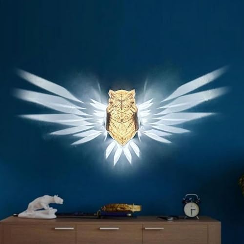 Nachtlicht Wand Eule, Tier LED Wandleuchte Innen, Atmosphäre Lampe in Eulenform, Batteriebetriebenes Nachtlicht Eule Wandkunst für Schlafzimmer Flur Kneipen Arbeitszimmer Treppenhaus Heimdekoration von Pomurom