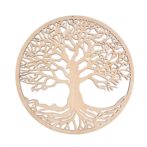 Pomurom Baum des Lebens Wanddeko Holz, 28CM Heilige Geometrie aus Holz Wandkunst, Grid Board Holz Spirituelle Symbol für Yoga Meditation Zuhause Schlafzimmer Wohnzimmer Wandschmuck Dekoration von Pomurom