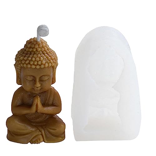 Pomurom Buddha-Silikon-Kerzenform,Buddha Fondant Silikonform - 3D-Buddha-Fondant-Silikonform mit chinesischen Elementen für selbstgemachte Duftkerzen von Pomurom