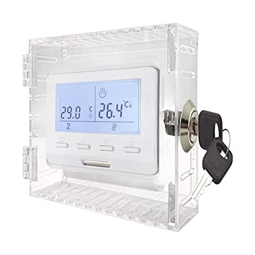 Thermostat Abdeckung mit Schloss, Thermostatschutz, Thermostat-Schutzabdeckung, Transparent Boxschutz für Universal Thermostat, Schlossbox mit Schlüssel, Thermostat Guard for Wall, 18.7x11.4x5.5cm von Pomurom