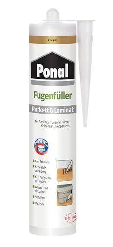 Ponal Parkett & Laminat Fugenfüller Eiche, elastische Fugenmasse für Anschluss- und Dehnungsfugen, lösemittel-, wasser- und silikonfreie Dichtmasse, 1x280ml Kartusche von Ponal