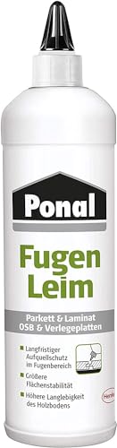 Ponal Parkett & Laminat Fugenleim, transparenter Kleber für Bodenbeläge, wasserfester Fugen Klebstoff, alterungsbeständiger Weißleim als Aufquellschutz, 1 x 1 kg Flasche von Ponal