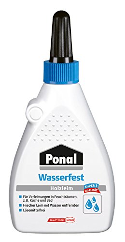 Ponal Holzleim Wasserfest, Montagekleber mit hoher Verleimungsfestigkeit für Feuchträume, wasserfester Kleber zur Montage-, Fugen- & Flächenverleimung, 1x120g von Ponal