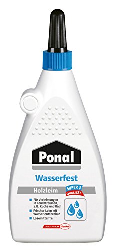 Ponal Holzleim Wasserfest, Montagekleber mit hoher Verleimungsfestigkeit für Feuchträume, wasserfester Kleber zur Montage-, Fugen- & Flächenverleimung, 1x225g von Ponal