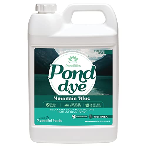 PondBliss Mountain Blue Pond Dye, Long Lasting 1 Acre Concentrate, Fish and Animal Safe - 1 Gallone (3,628 ml) von PondBliss