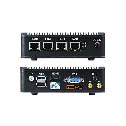 Intel Celeron Quad Core J1900 4 LAN PICO PC mit 4G SIM Schnittstelle, HDMI NIC Firewall Router Lüfterloser Mini PC Desktop Computer (4G, 8GB RAM / 120GB SSD) von PICOPC