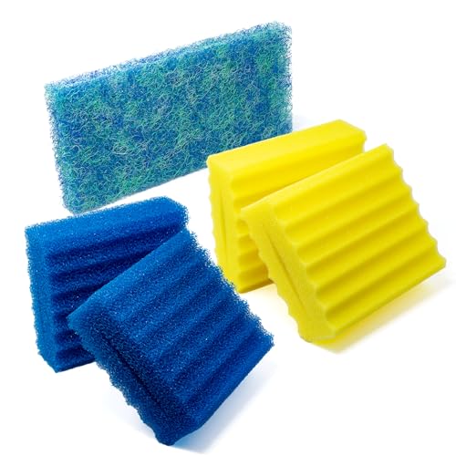 Pondlife 4 STK. Filterschwämme 2 Blaue & 2 gelbe -Plus- 1 STK. Biomatten passend für SunSun CBF von Pondlife