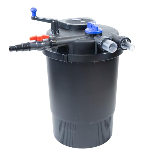 Pondlife CPF-30000 Druckteichfilter UVC 55 Watt, für Teiche bis 60000 Liter, Teichfilter mit Rückspülfunktion, 12000 L/h Fördermenge von Pondlife