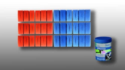 Pondlife Ersatzfilterschwamm Set für Oase Biotec 36 und Screenmatic 36 (18 x blau, 18 x rot) + 1 x Biokick von Pondlife
