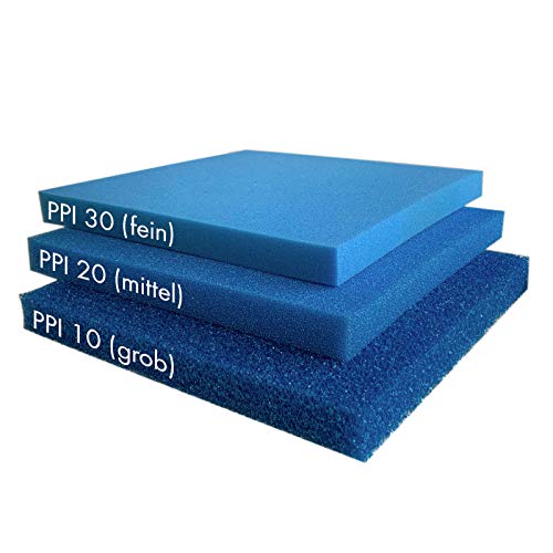 Pondlife Filterschaum blau 50x50x5 cm zur optimalen Verwendung als Filtermedium in Teichfiltern PPI PPI30 (fein) von Pondlife