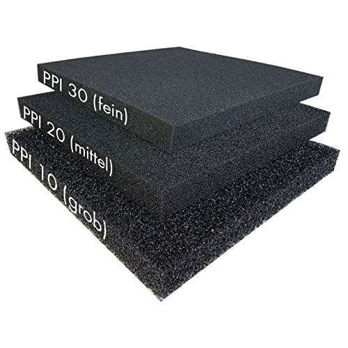 Pondlife Filterschaum schwarz 50x50x2 cm zur optimalen Verwendung als Filtermedium in Teichfiltern PPI PPI10 (grob) von Pondlife