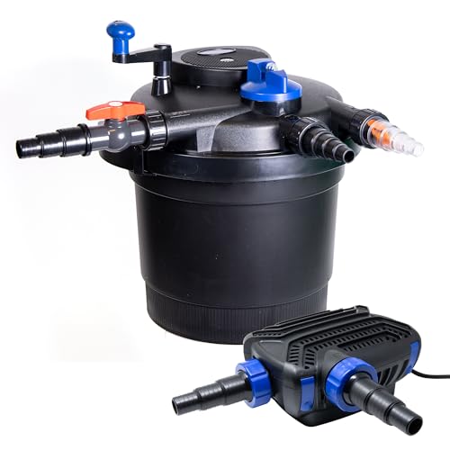 Pondlife Teich Filteranlage Set 14, Druckfilter CPF-5000 mit UVC Klärer für Teiche bis 8.000 Liter, 9.000L/h Durchfluss, energiesparende Pumpe CTF-B 2800 inkl. 10m Schlauch Pondlife Teich Filteranlage Set 14, Druckfilter CPF-5000 mit UVC Klärer für Teiche bis 8.000 Liter, 9.000L/h Durchfluss, energiesparende Pumpe CTF-B 2800 inkl. 10m Schlauch von Pondlife