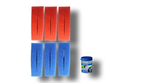 Pondlife Wartungspaket Ersatzfilterschwamm Set für Oase Biotec 10 / 3X blau + 3X rot + 1x Biokick von Pondlife
