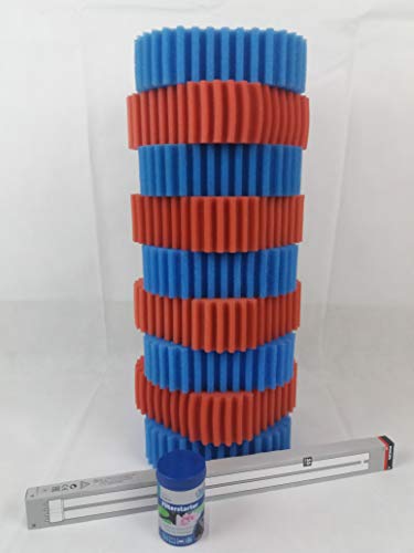 Pondlife Wartungspaket Filterschwamm Ersatz-Set für Oase FiltoClear 30000 / 5X blau + 4X rot + 1x 55 Watt-Leuchte + 1x Oase Biokick von Pondlife
