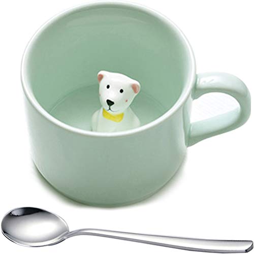 Hund Kaffeebecher, Überraschung 3D Celadon Figur Insede Teetasse Lustige Tier Milchtasse Bestes Geschenk für Morgengetränk und Weihnachten, Hochzeit, Vatertag von Poneriner