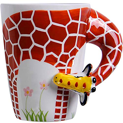 Ponerine Kaffeetassen mit Griff, 3D-Porzellan-Tasse, niedliche Giraffe, kreative Kaffeetassen und Teetasse, für Kaffeeliebhaber, Geschenke, Kindertassen, 450 ml von Poneriner