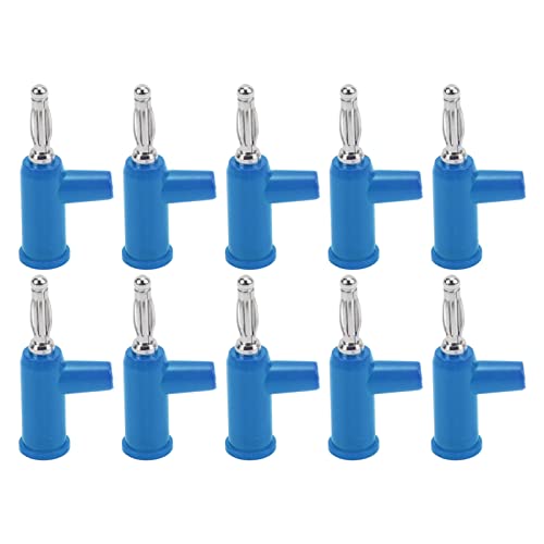 Pongnas 10 Pcs Lötloser Bananenstopfen 4 Mm Offene Schraubenanschlüsse Messinnenstecker für Wechselrichter Testleitungen (BLUE) von Pongnas