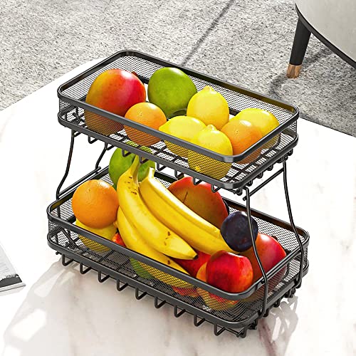 Pongnas 2 Tier Obstkorb Küche Arbeits Platte Organizer mit Fettdruck Kohlenstoffstahl-Maschendraht-Schüssel für Brot Gemüse Obst Abnehmbarer Metall Rechteckiger Draht Korb Pongnas 2 Tier Obstkorb Küche Arbeits Platte Organizer mit Fettdruck Kohlenstoffstahl-Maschendraht-Schüssel für Brot Gemüse Obst Abnehmbarer Metall Rechteckiger Draht Korb von Pongnas