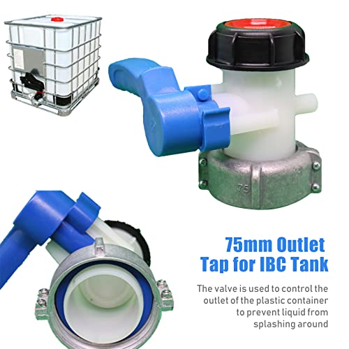 Pongnas 75 -mm -Auslass -Tap IBC Drain Adapter Ventil Stoppcock Regenwasseranpassung Öl Brennstoff Wasser Blau Aluminium Legierung HDPE -Tote Pongnas 75 -mm -Auslass -Tap IBC Drain Adapter Ventil Stoppcock Regenwasseranpassung Öl Brennstoff Wasser Blau Aluminium Legierung HDPE -Tote von Pongnas