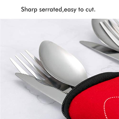 Pongnas Edelstahl -Besteckset Set Geschnitztes Leichtes, Dauerhaftes Tischgeschirr für Outdoor Camping (BLACK) von Pongnas