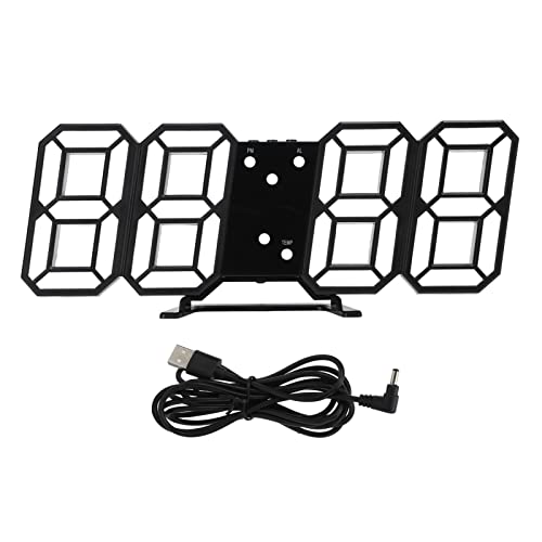 Pongnas Elektronische 3D-LED-Uhr mit Großem Bildschirm, Intelligente Sprachsteuerung, Stereo-Digitalwecker für und ältere Menschen (Schwarzes Muschelgrünes Wort) von Pongnas