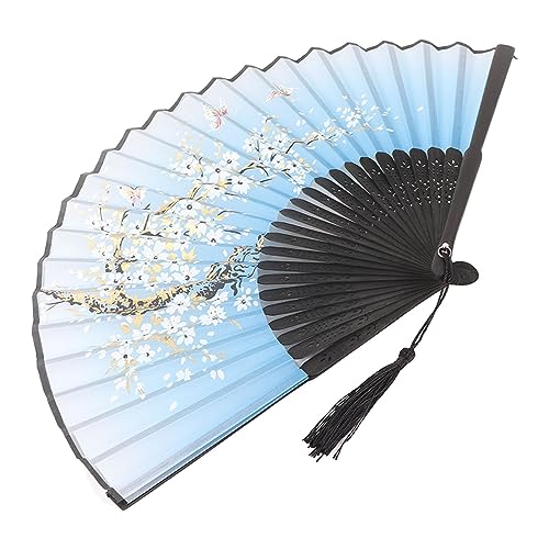 Pongnas Falten Handlüfter Elegant Klassischer Stil Leichtes Gewicht für die Tanzperformance (BLUE) von Pongnas