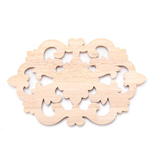 Pongnas Holz Geschnitztes Applique Unbemalte Möbel Heimatschrank Dekoration Klassische Elegante Chinesische Kultur Lichtfarbe (30 * 19cm) von Pongnas