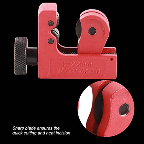Pongnas Mini Einstellbare Rohrschlauchschlauchrohrschneider Scharfes Werkzeug für Kupfer Aluminium PVC Rohre 3~22 Mm Durchmesser Kompakt Tragbarer Rotes Schwarz von Pongnas