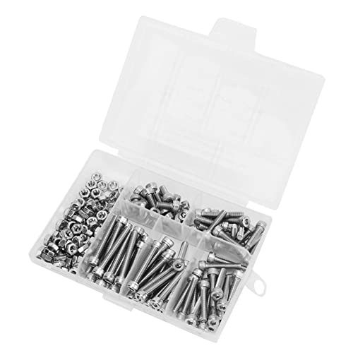 Pongnas Sockelkopfschrauben, Metrikschrauben -Sortiment Sechskantbuchse Kopfdeckelschrauben Muttern Sortiment Kit 200pcs M4 304 Edelstahl -Set aus Edelstahl von Pongnas