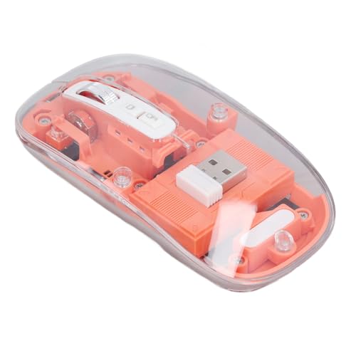 Pongnas Transparente Maus, Kompakte 3-Modus-wiederaufladbare, Einstellbare DPI-Funkmaus BT1 BT2 2,4 GHz für PC für (ORANGE) von Pongnas