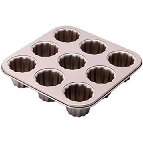 Cannele-Form, antihaftbeschichtet, für Cupcakes, Muffins, goldene Kanälen, Backform, Backform, Karbonstahl (9 Mulden) Cannele-Form, antihaftbeschichtet, für Cupcakes, Muffins, goldene Kanälen, Backform, Backform, Karbonstahl (9 Mulden) von Ponixa
