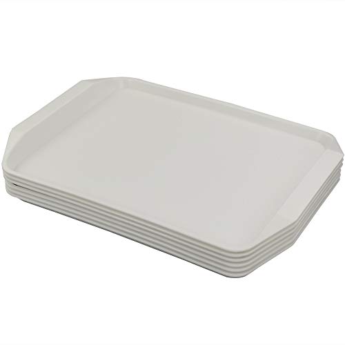 Ponpong Fast Food Tabletts Serviertablett aus Kunststoff, Rechteckig, Weiß, 6 Stück von Ponpong