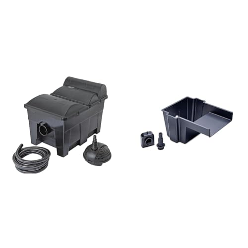 Pontec 42752 MultiClear Set 15000 - Komplettset aus Filterpumpe und Durchlauffilter/Durchlauffilterset/Mehrkammerfilter & PondoFall - Quellelement/Auslauflippe für Bachlauf und Wasserfall von Pontec