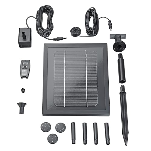 Pontec 43324 PondoSolar 250 Control - Solarwasserspielpumpe mit Akku und LED-Beleuchtung / Solarstromsystem für attraktive Fontänen, Black von Pontec