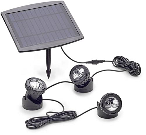 Pontec PondoSolar LED Set 3 - Beleuchtungsset mit 3 LED Lampen und Solar Panel / Solarbeleuchtung für Teich und Garten, Schwarz von Pontec