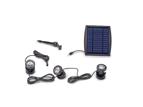 Pontec PondoSolar LED Set 3 - Beleuchtungsset mit 3 LED Lampen und Solar Panel / Solarbeleuchtung für Teich und Garten von Pontec