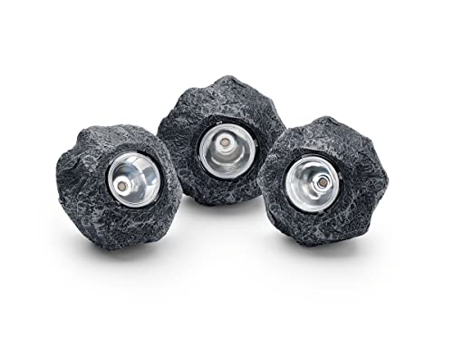 Pontec 87585 PondoStar LED Rocklight Set 3 - schwarzes, attraktives Felsleuchten-Set in zeitloser Schieferoptik / Unterwasserbeleuchtung von Pontec