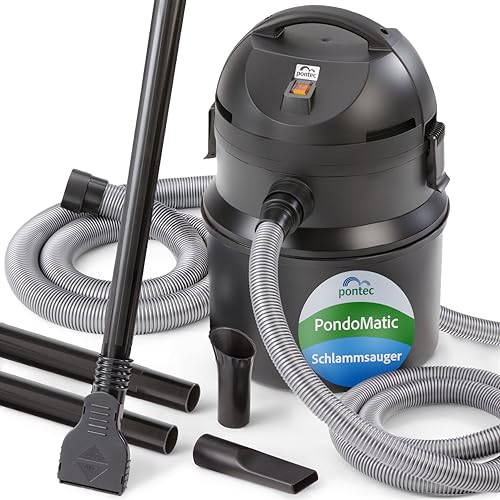 Pontec Pondomatic Teichschlammsauger (1400 W) Teichsauger Schlammsauger Teich für einen Sauberen Teichboden, 30 L Auffangvolumen, Inklusive 3 Düsen und 4 M Kabel, 2 Jahre Garantie, Deutsche Technik von Pontec