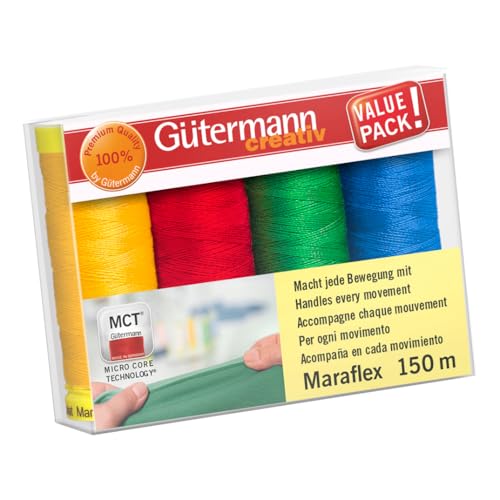 Gütermann - Gütermann Creativ Polyester (4x150m) Maraflex Elastik-Nähgarn-Satz, Farbvariation 2 - 1 Satz von Gütermann