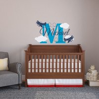 Flugzeug Name Wand Aufkleber Personalisierte Kinderzimmer Dekor P52 von PonyDecal