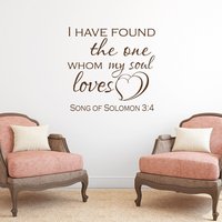 Ich Habe Den Gefunden, Meine Seele Liebt Lied Solomons 3 4 Vinyl Wand Aufkleber - Schrift Liebe Aufkleber-Hochzeit Dekor 121 von PonyDecal