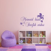Meerjungfrau Küsse Seestern Wünsche Vinyl Wand Aufkleber - Mädchen Kinderzimmer Dekor P119 von PonyDecal