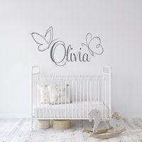 Personalisierte Mädchen Name Wand Aufkleber Schmetterling Kinderzimmer Dekor P262 von PonyDecal