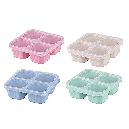 4er-Pack Snack-Behälter, Bento-Snack-Box, Wiederverwendbare Meal-Prep-Lunch-Behälter für über 3 Jahre Lebensmittel-Aufbewahrungsbehälter mit transparenten Deckeln Geschenkideen (Pink, One Size) von Poo4kark