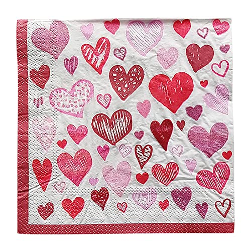 Ostern 20 STÜCKE Valentinstag Bunte Liebe Papierservietten Tischdekoration Herzdruck Servietten Hochzeitspapier (Pink, One Size) von Poo4kark