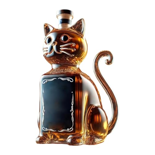 Poo4kark 3D Boxhandschuh Whiskey Flasche, Whiskey Glas Schnaps Dekanter, Französische Whiskey Dekanter, Schnapsspender, einzigartiges Weindekanter (Katze A, 20CM) von Poo4kark