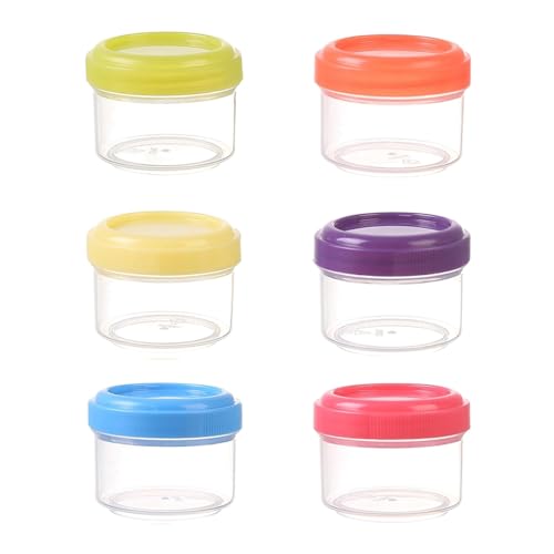 Poo4kark 6 Stück Mini-Klarsichtgläser Kunststoff mit auslaufsicherem Deckel, runder, durchsichtiger Behälter, 35 ml, nachfüllbare für die Organisation zu Hause in der Küche (Purple, One Size) von Poo4kark