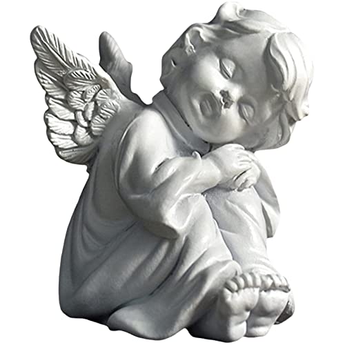 Poo4kark Engel Harz Garten Statue Figur Fee Engel Skulptur Heimtextilien Ordnungssticker Kinderzimmer (White, One Size) von Poo4kark