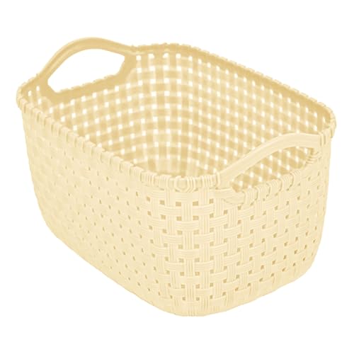 Poo4kark Gewebte Aufbewahrungsbox für stilvolle Ordnung in Wohnbereich Schlafzimmer (Beige, 21X14X11CM) von Poo4kark